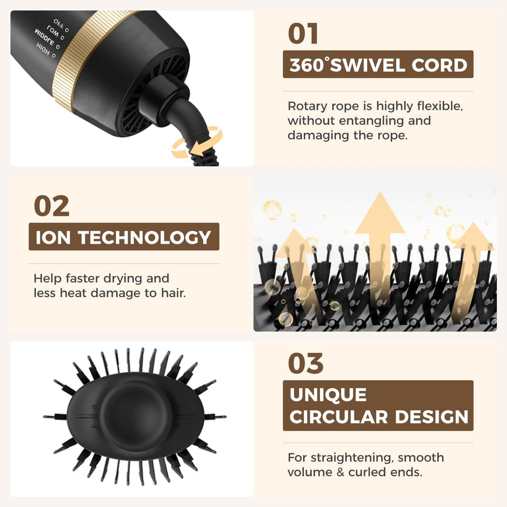 NEW 4 in 1 Hair Dryer Brush and Volumizer Styler Hot Air Ionic Ceramic