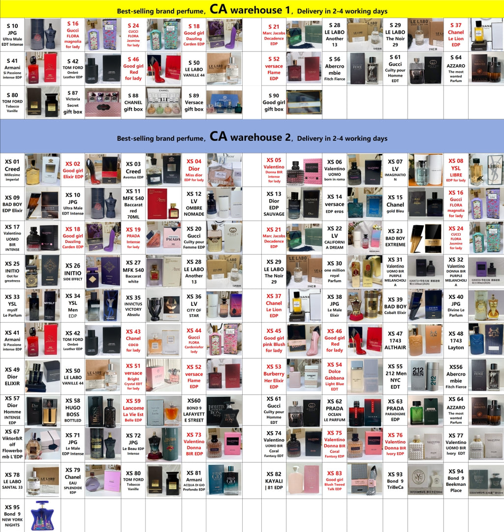 Packages of 10 selected perfumes